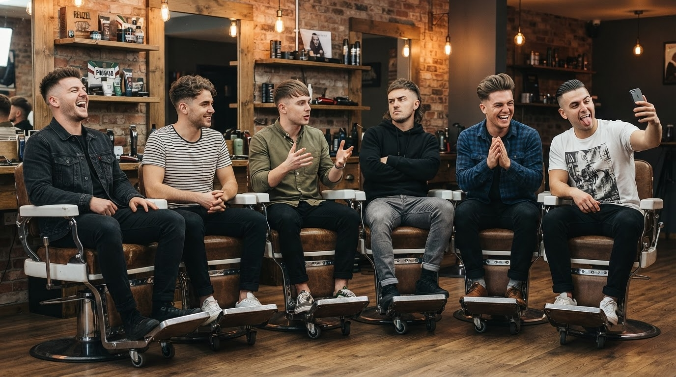 seis hombres con cortes de cabello
