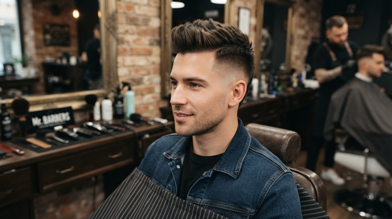 hombre con corte de cabello estilo mohicano
