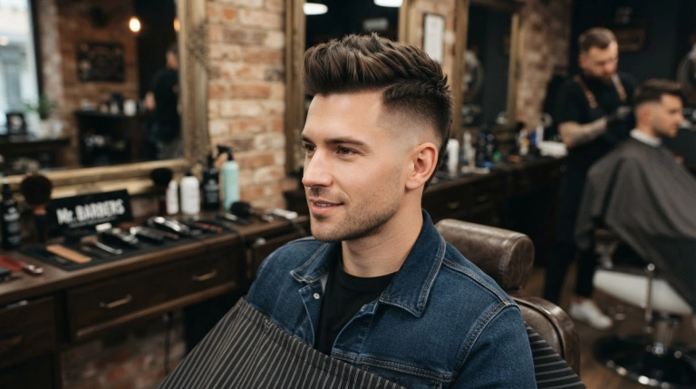 hombre con corte de cabello estilo mohicano