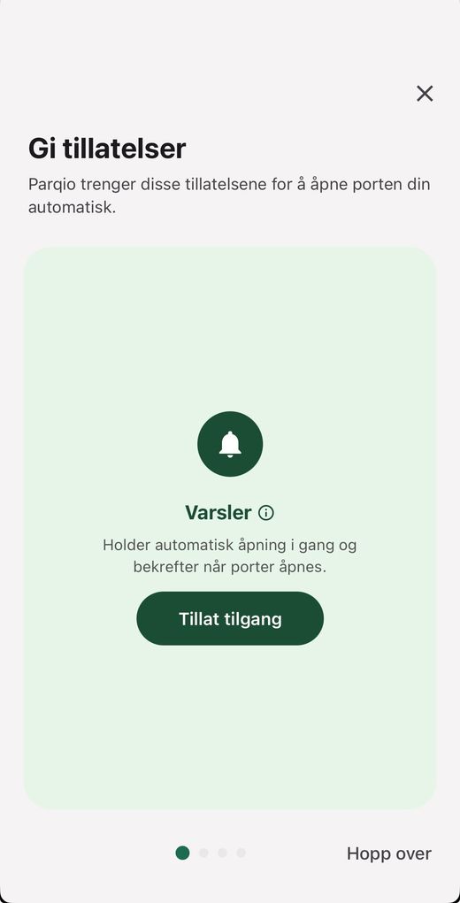 Skjermen «Gi tillatelser» med «Varsler» og knappen «Tillat tilgang»