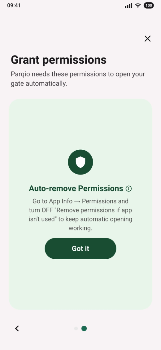 The card “Auto-remove Permissions” with the button “Got it”