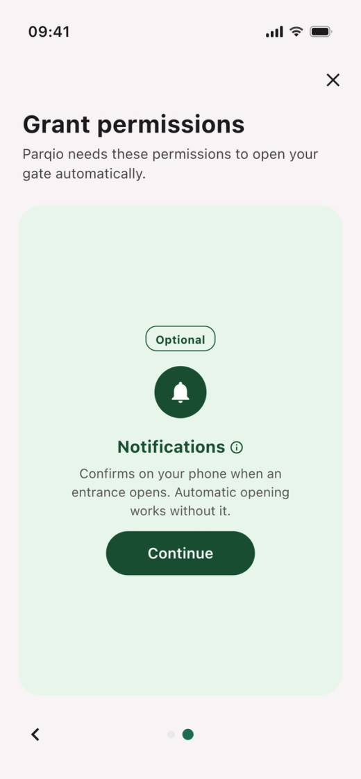 The card “Notifications” with the label “Optional” and the button “Continue”