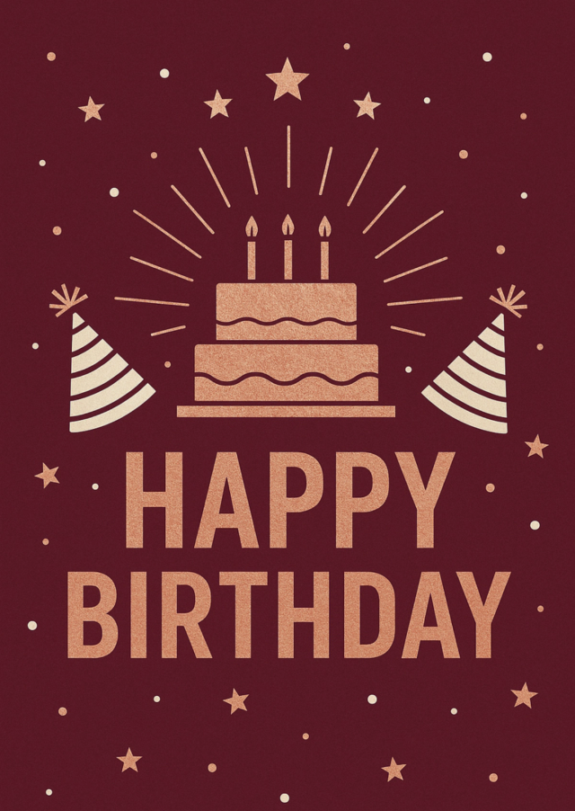 Free printable birthday card + 08. Click to download and print this unique card.