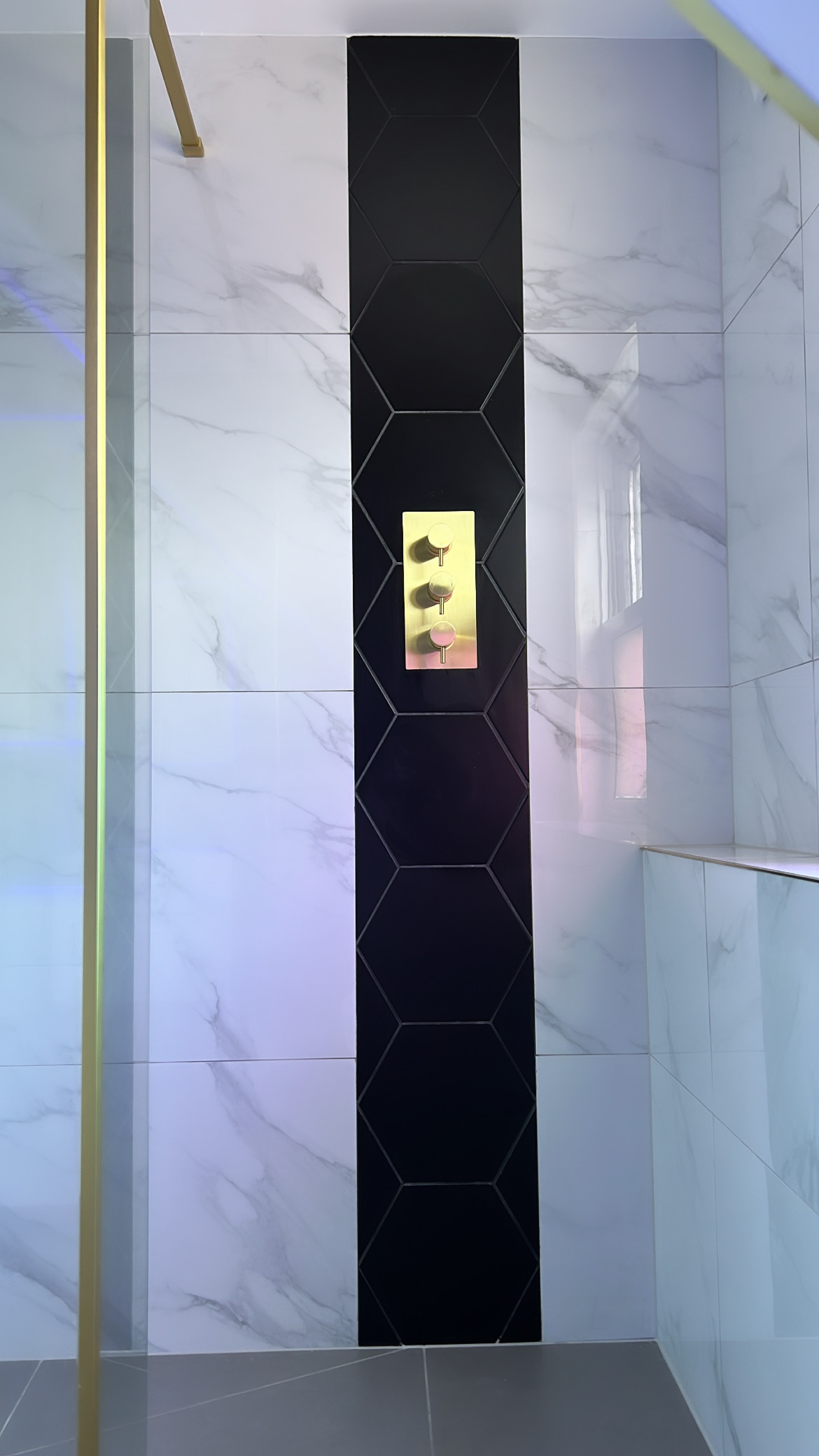 bathroom with gold features