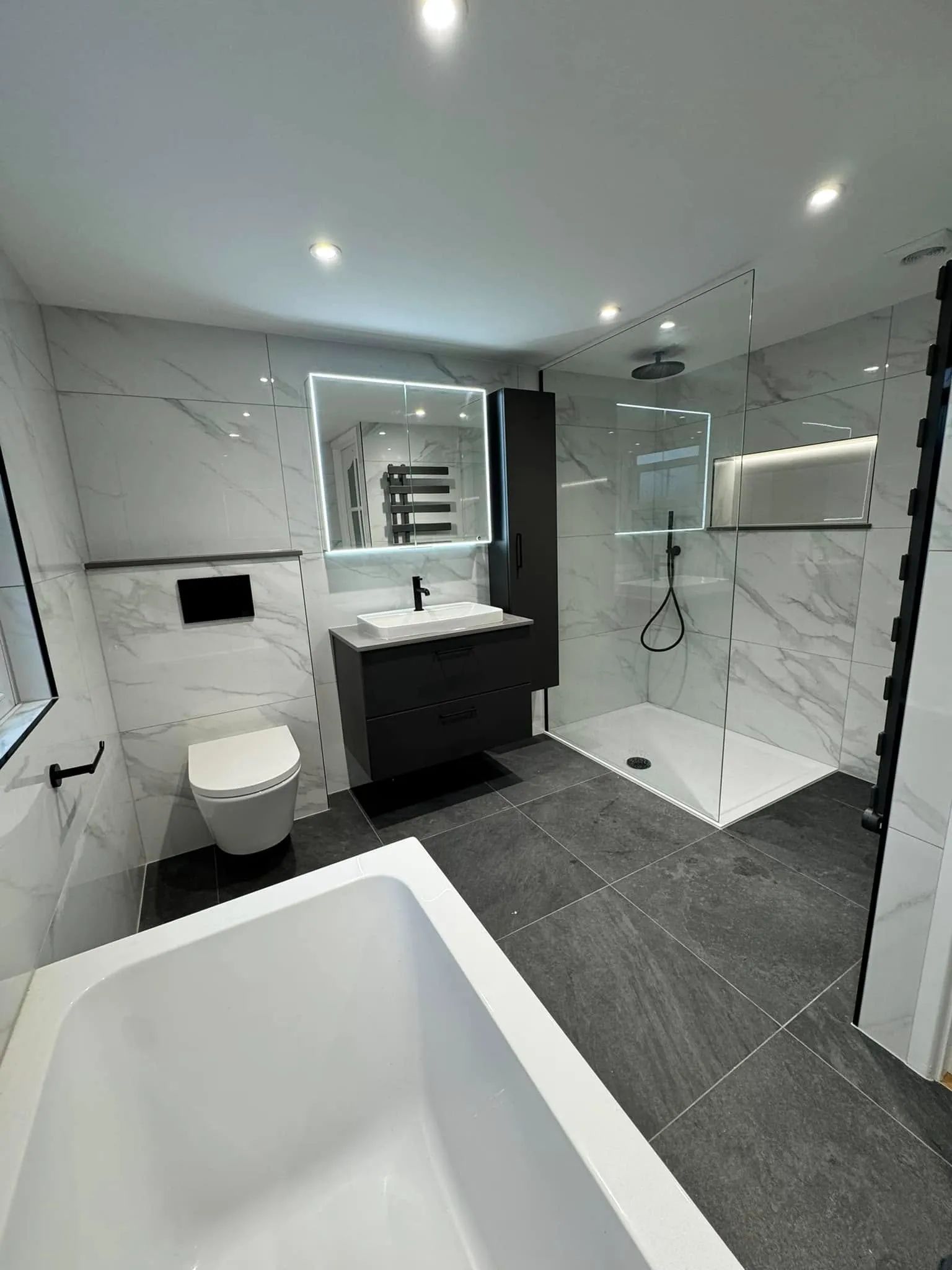 Black bathroom renovation