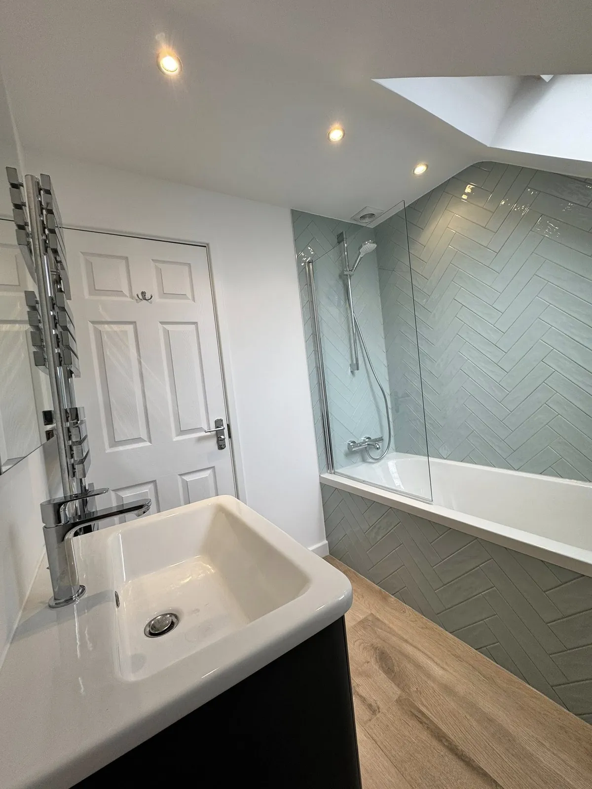 Clean Geometry & Soft Tones Bathroom Renovation
