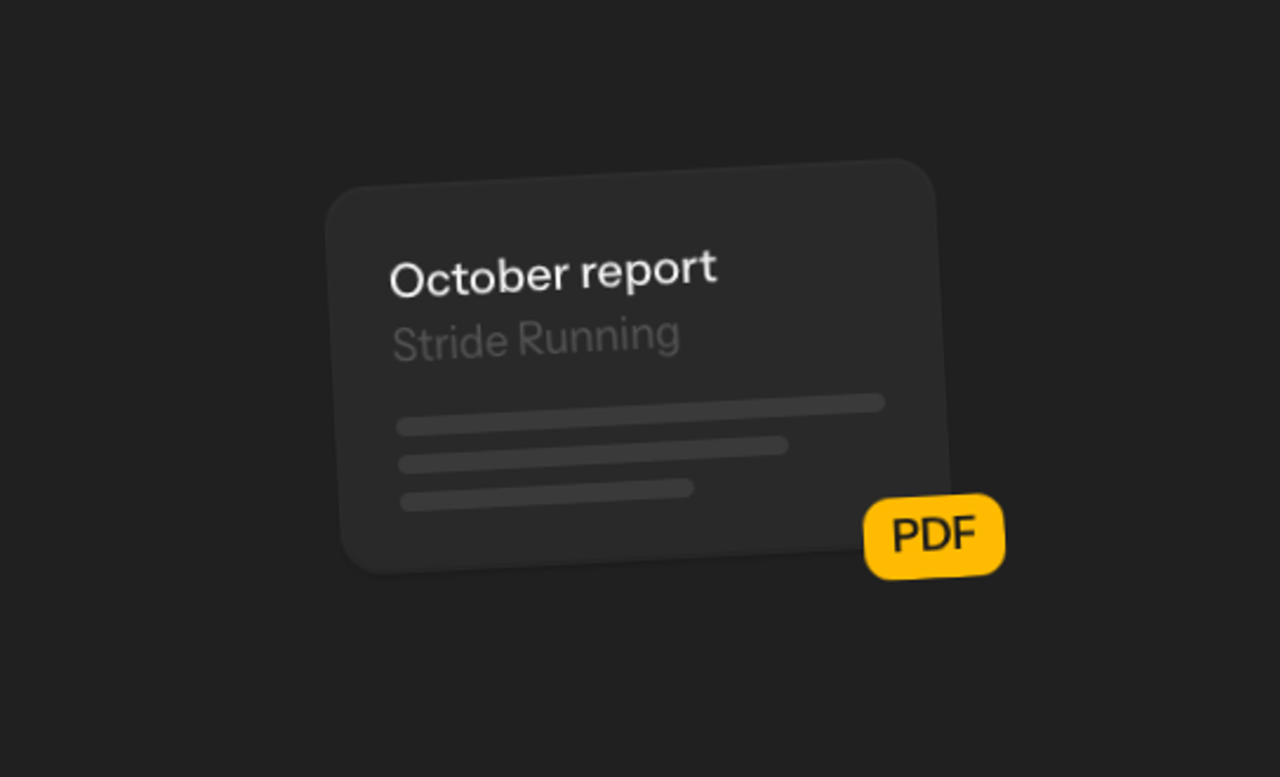 An October report card for Stride Running with a PDF badge