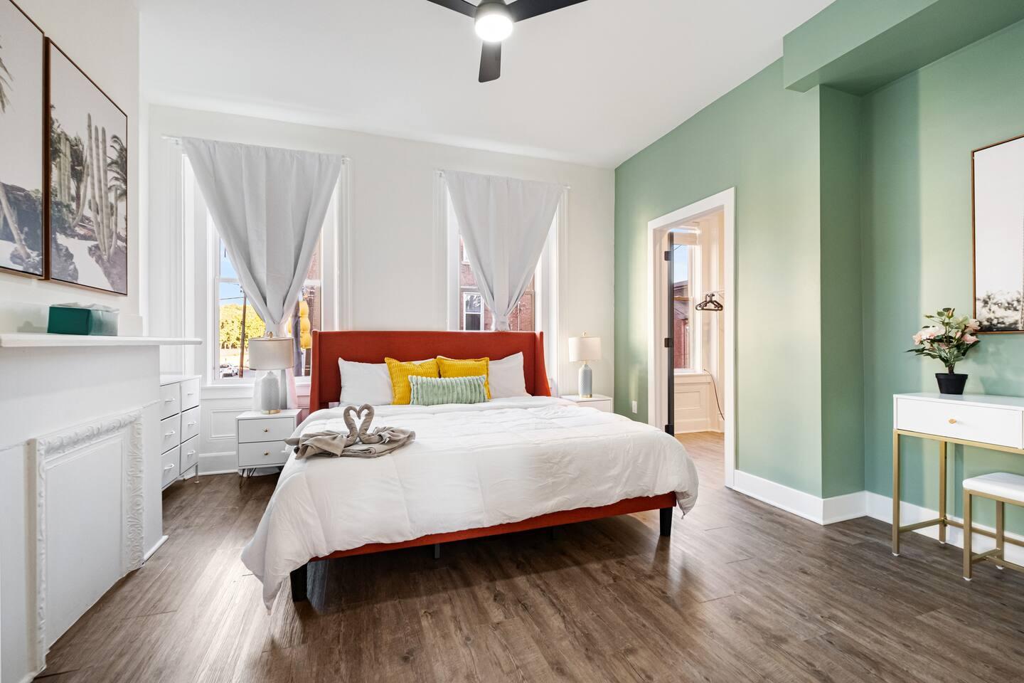 Sleep like royalty in our spacious king-size bedroom! ️