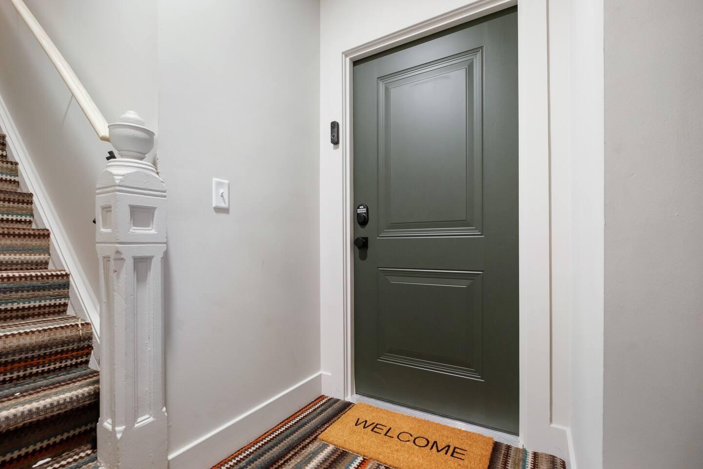 View of our house entrance door from outside.