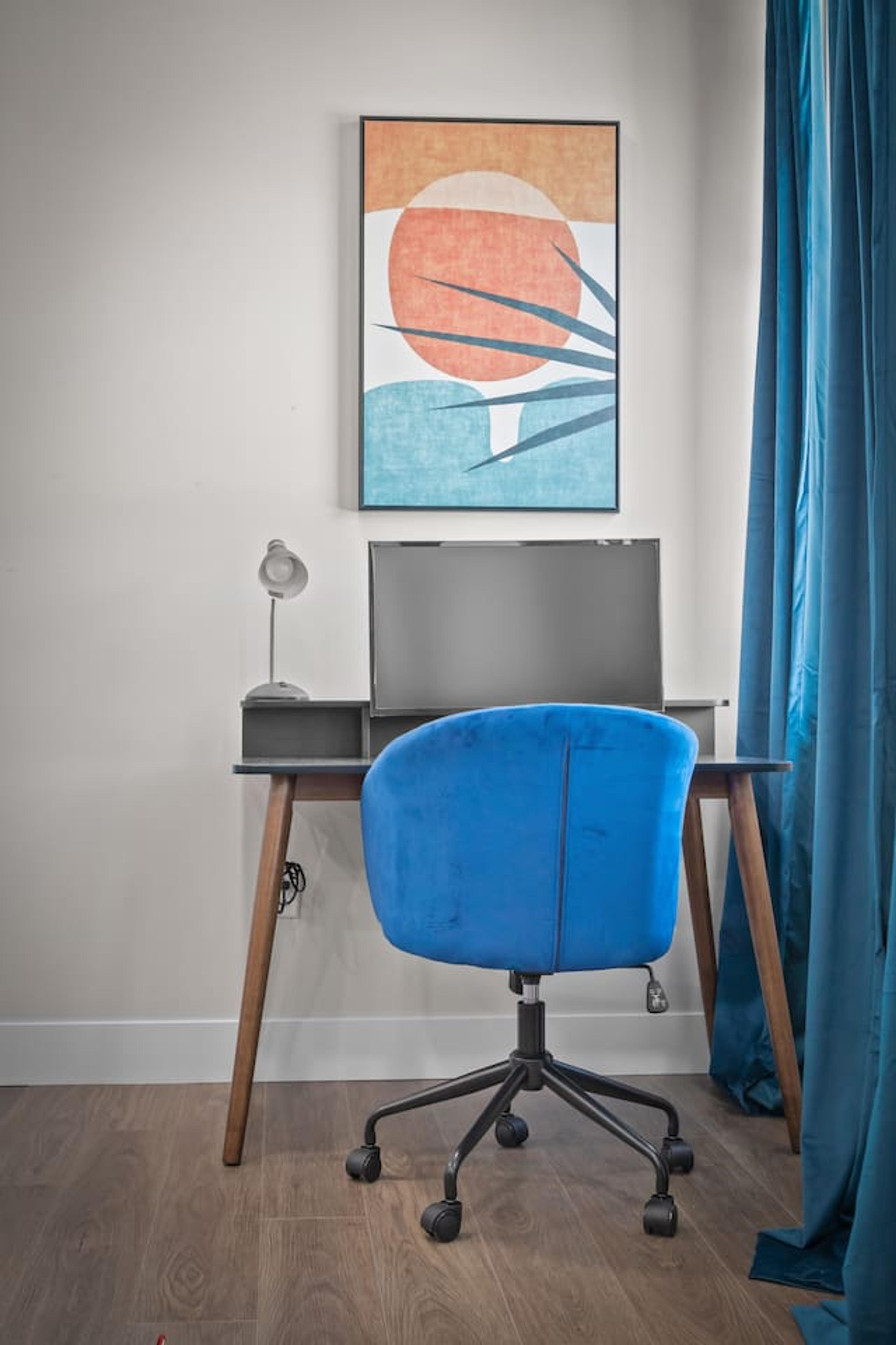 Work Space : with monitor and lamp