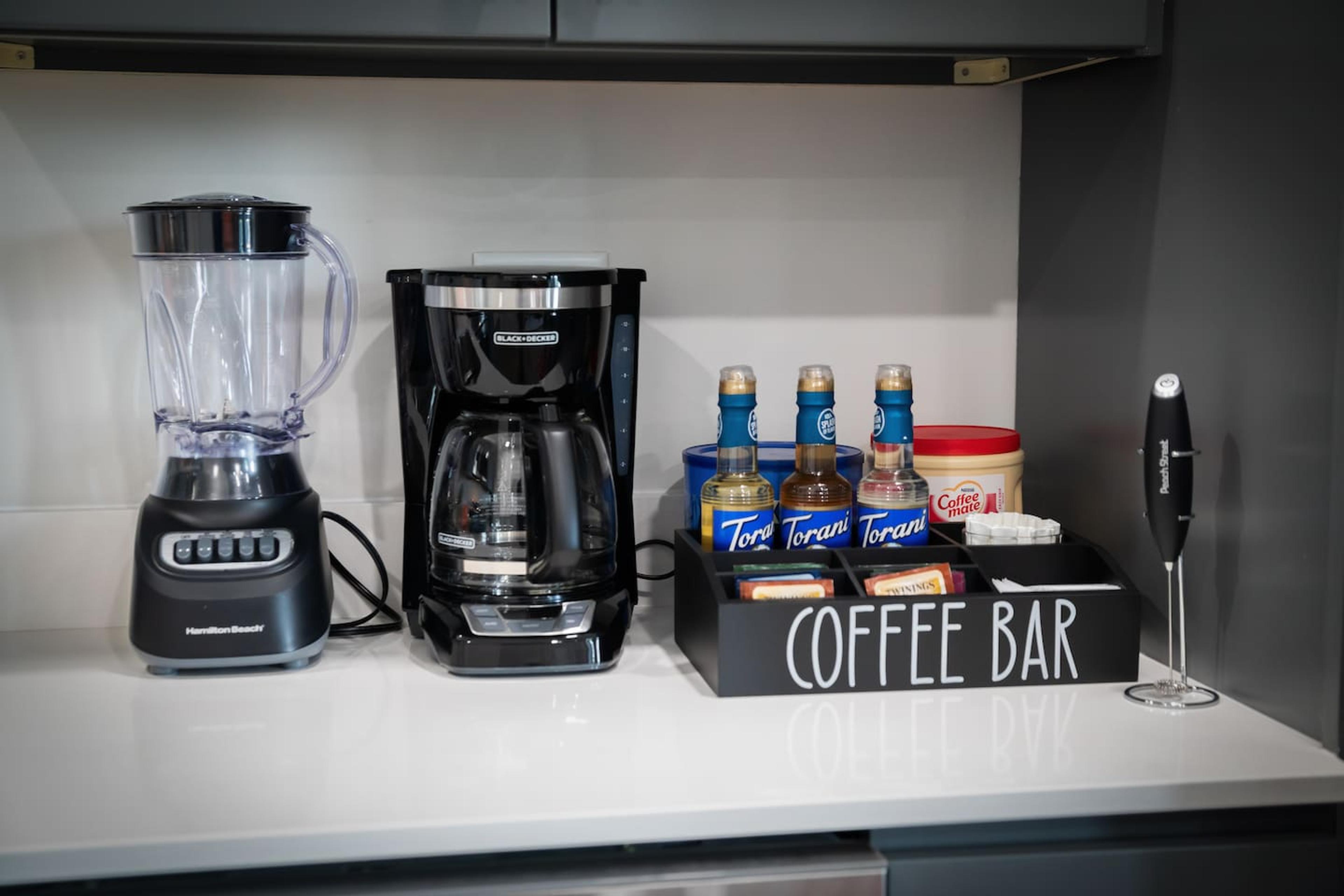 Enjoy brewing fresh coffee in your preferred flavour every morning during your stay ! If you want to have a smoothie- then we got you covered . The powerful hamilton bench blender for you to use.