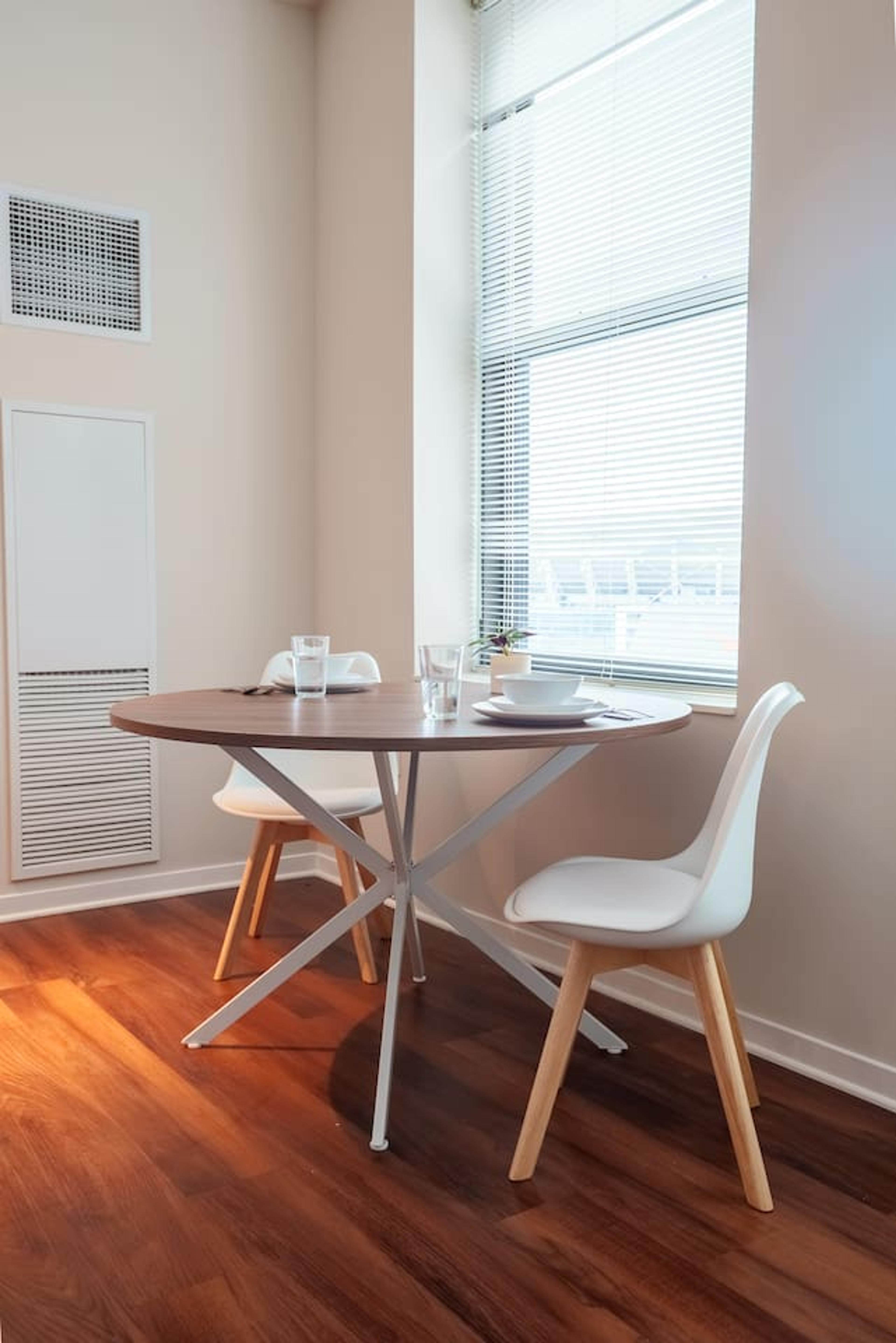 Comfortable dining area perfect for meals and conversations.