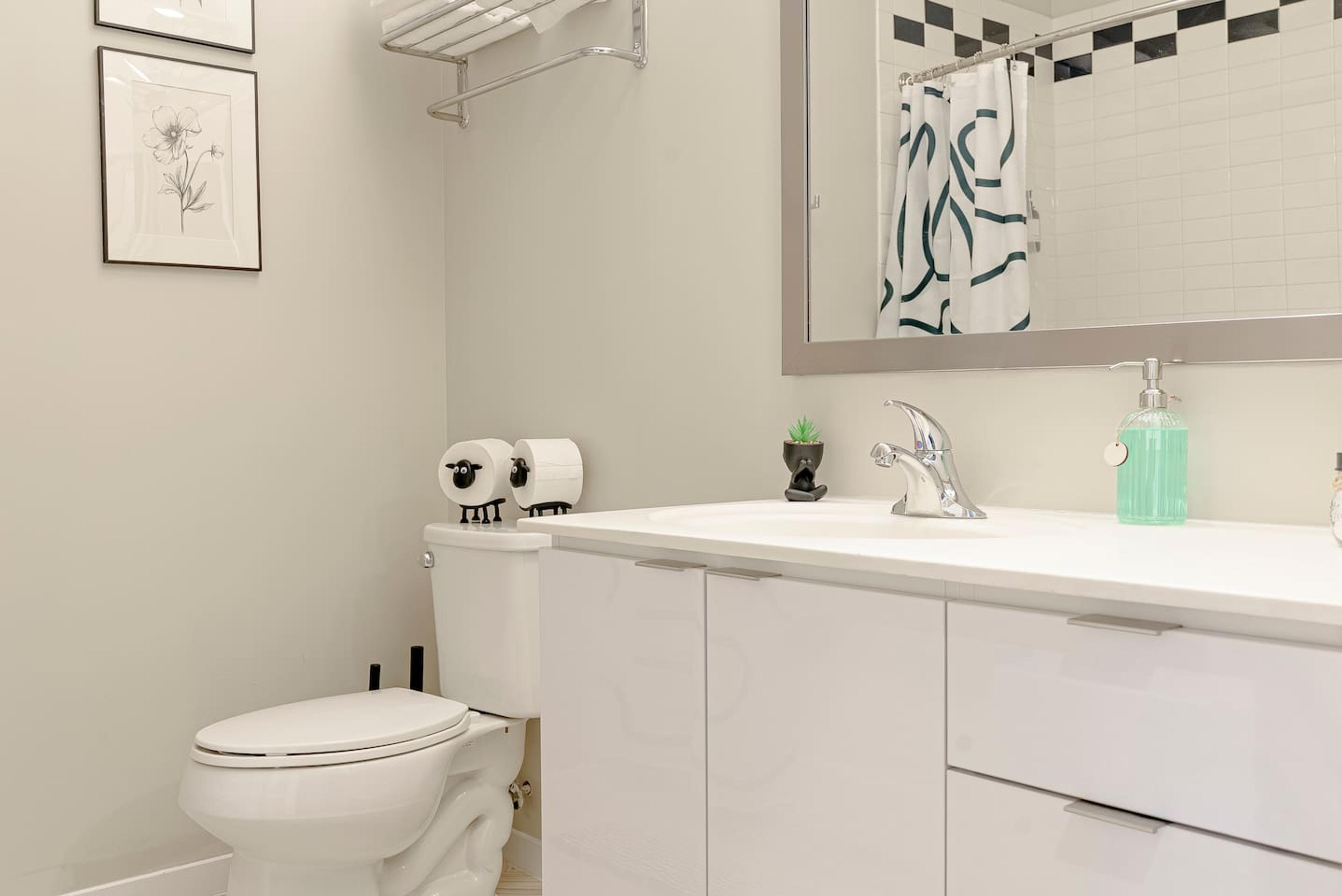 Spotless bathroom to help you relax and refresh.