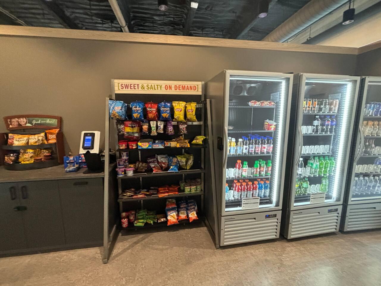 Beverages, and snacks available in the lobby
