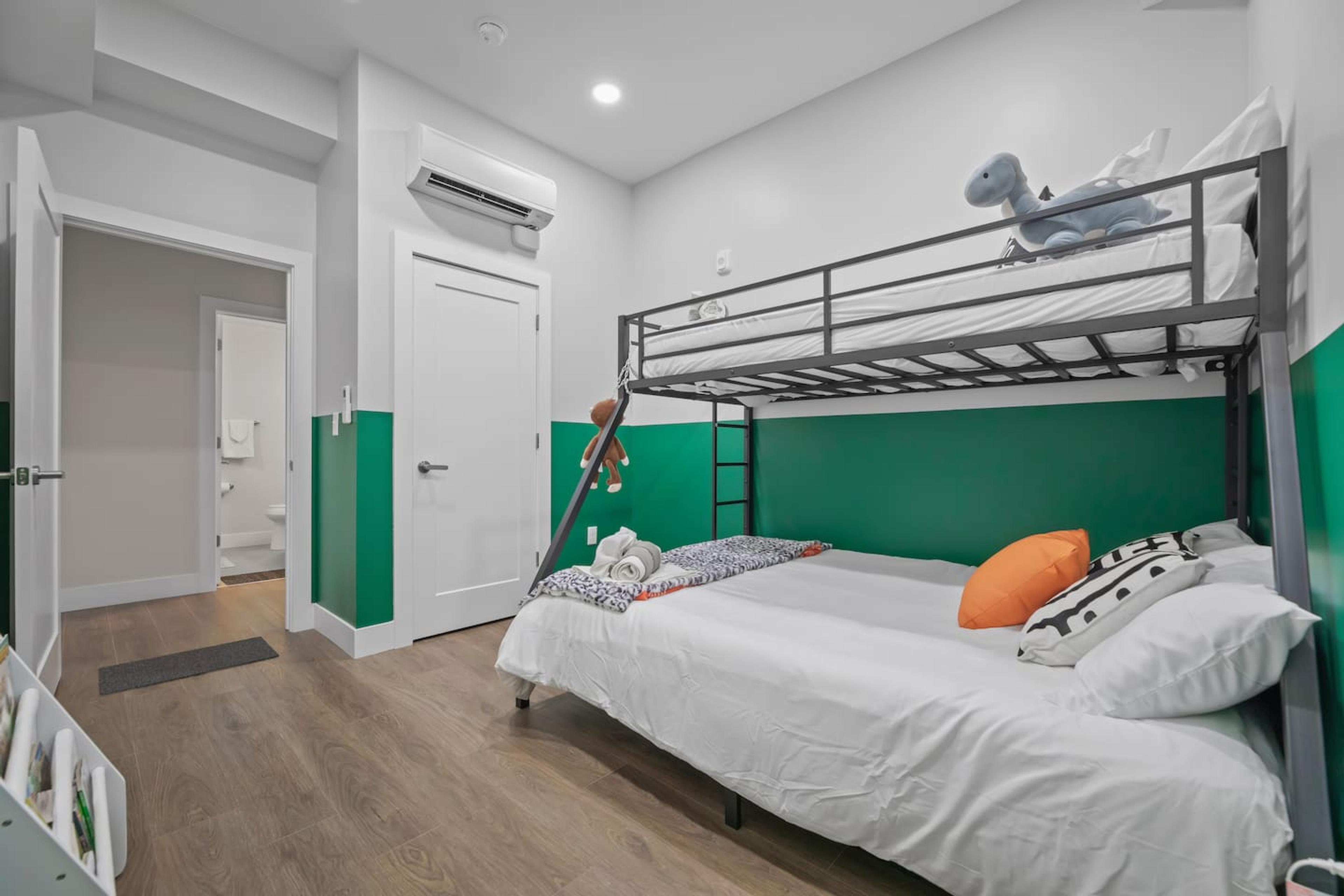 Bedroom 2: with AC, Closet space ( Closer has hangers and room to store your bags )