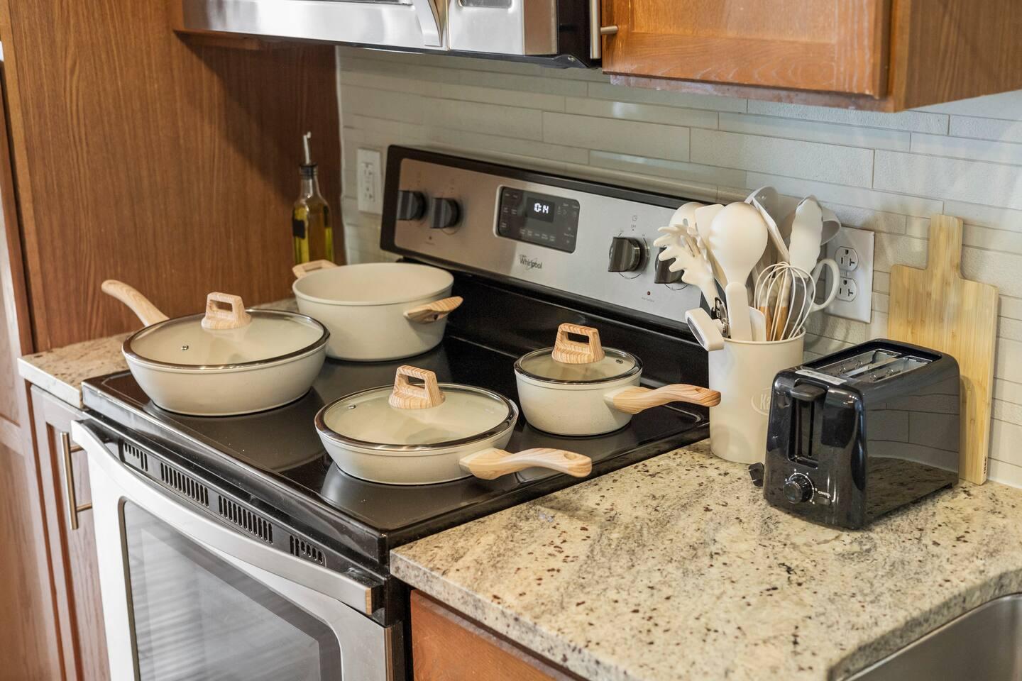 Pots and pans in kitchen