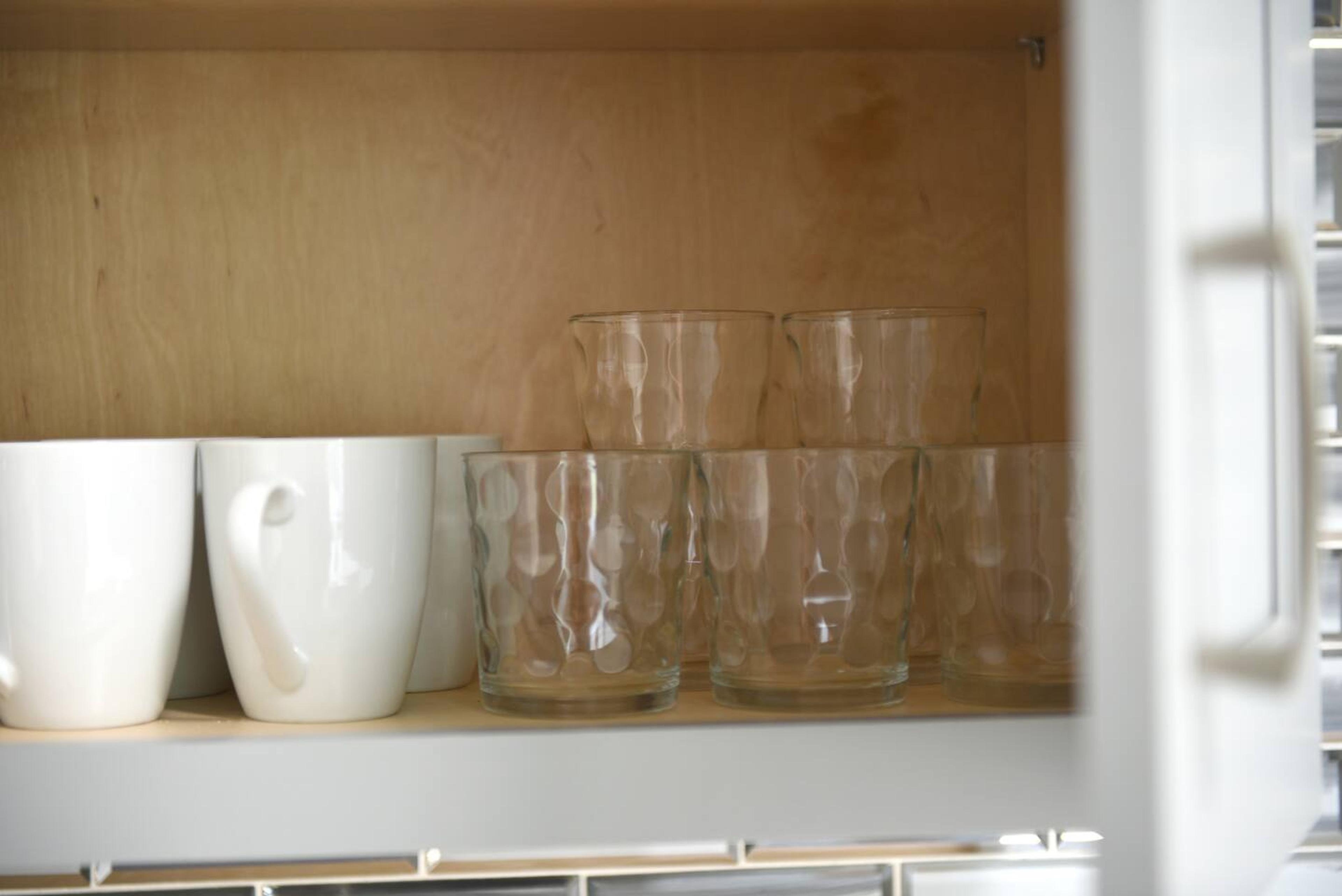 Our kitchen is well provided with clean mugs and glasses that you can use for a cup of coffee, drink wines to celebrate special occasions.