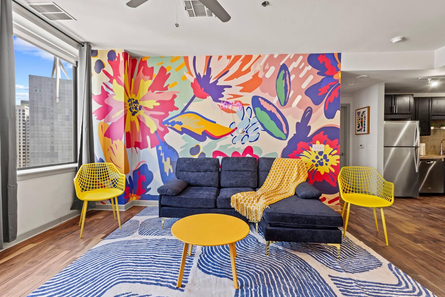 Living Area
Bright and colorful living space with a comfortable sofa and a warm, inviting atmosphere , perfect for relaxing or spending time with family and friends.