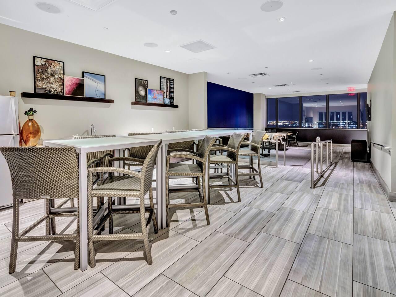 Common area: Rooftop dining shared space.