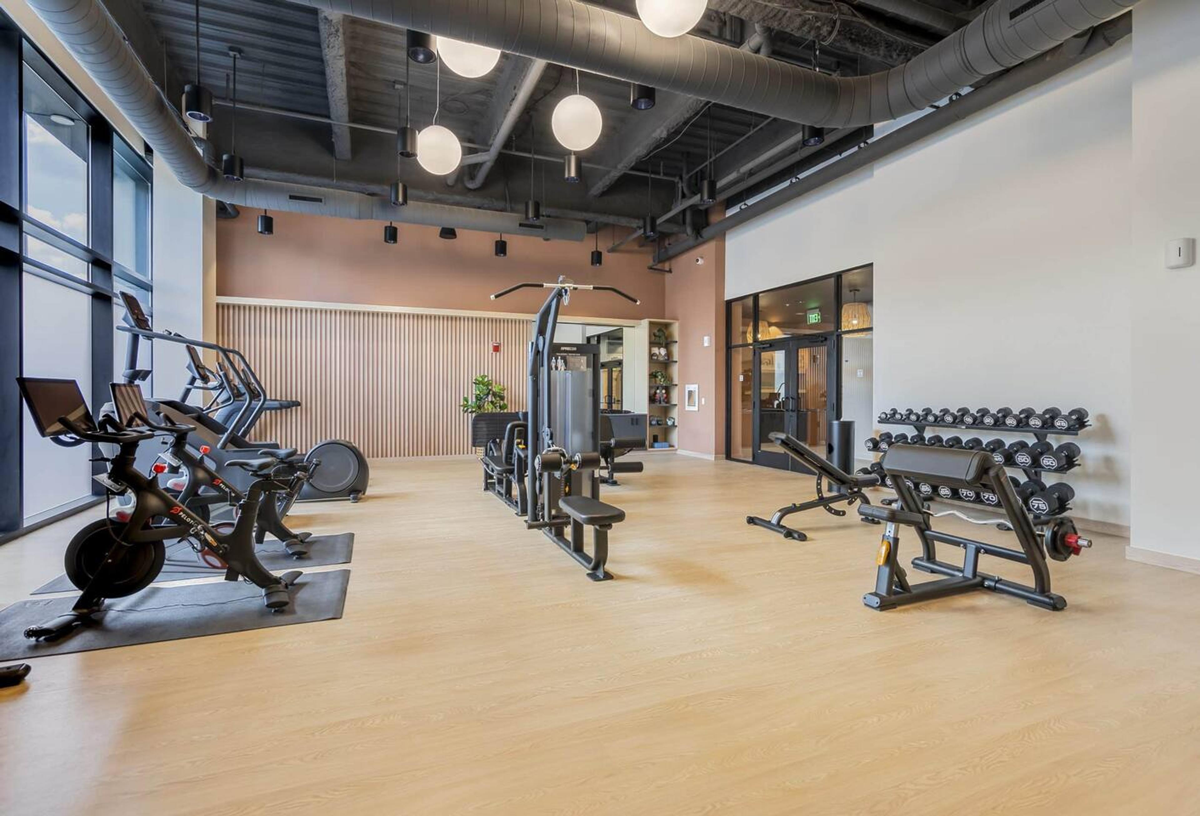 Common gym: Stairmaster, Treadmills, Leg Machines, Free Weight Bench, Elliptical