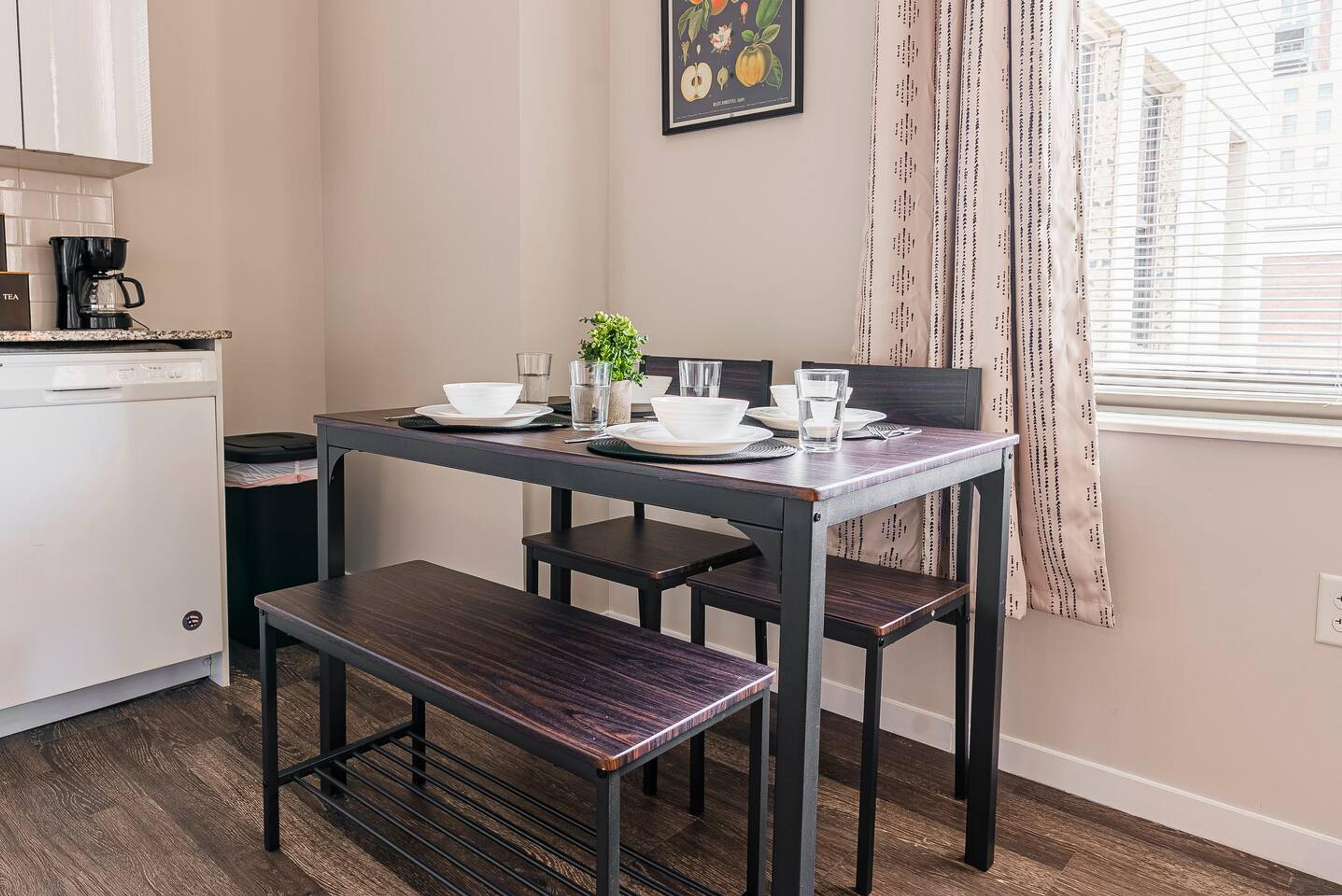 Dining area that can seat up to four just in case if you have a visitor.