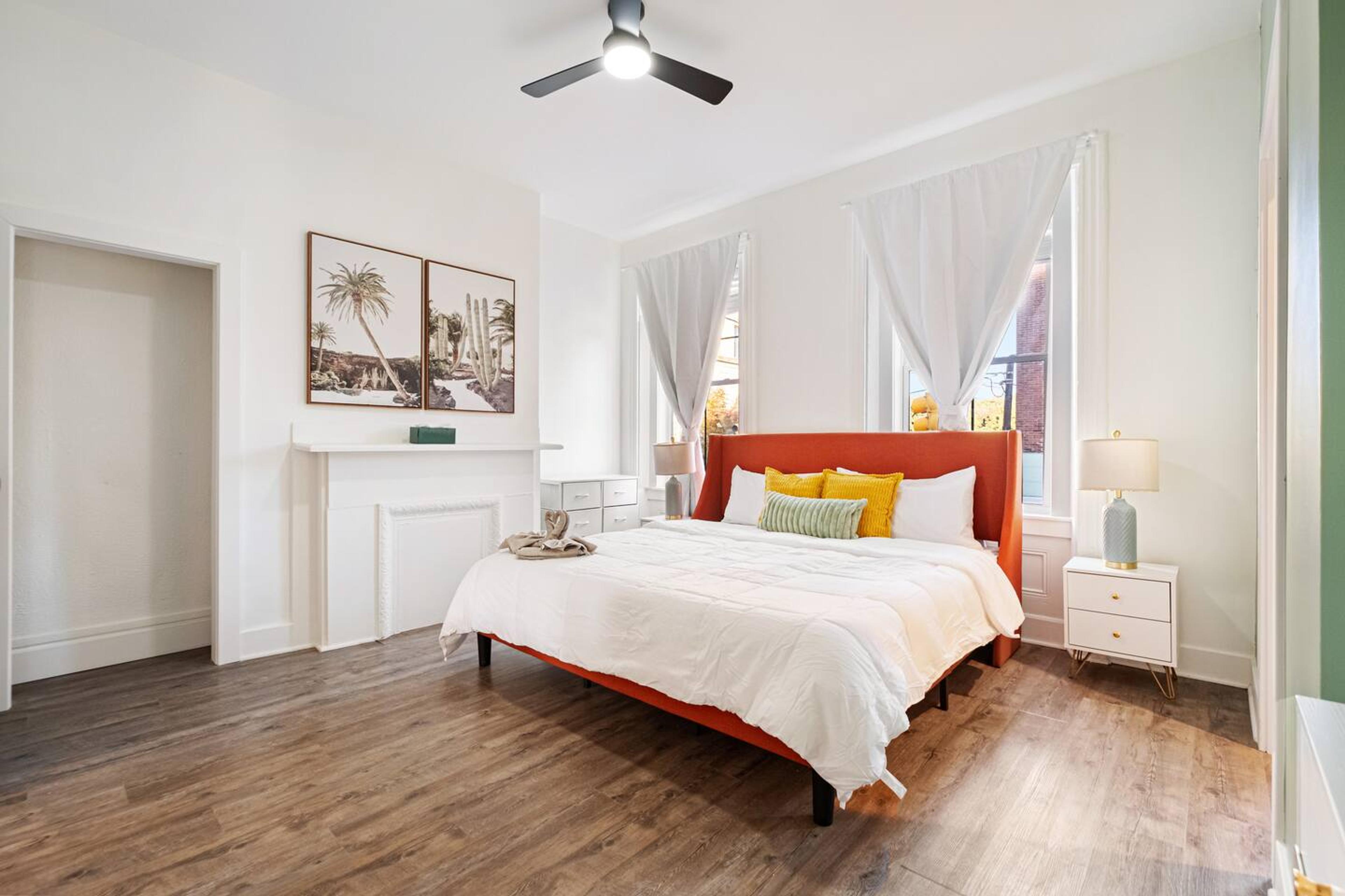 Bedroom area with aesthetic view.