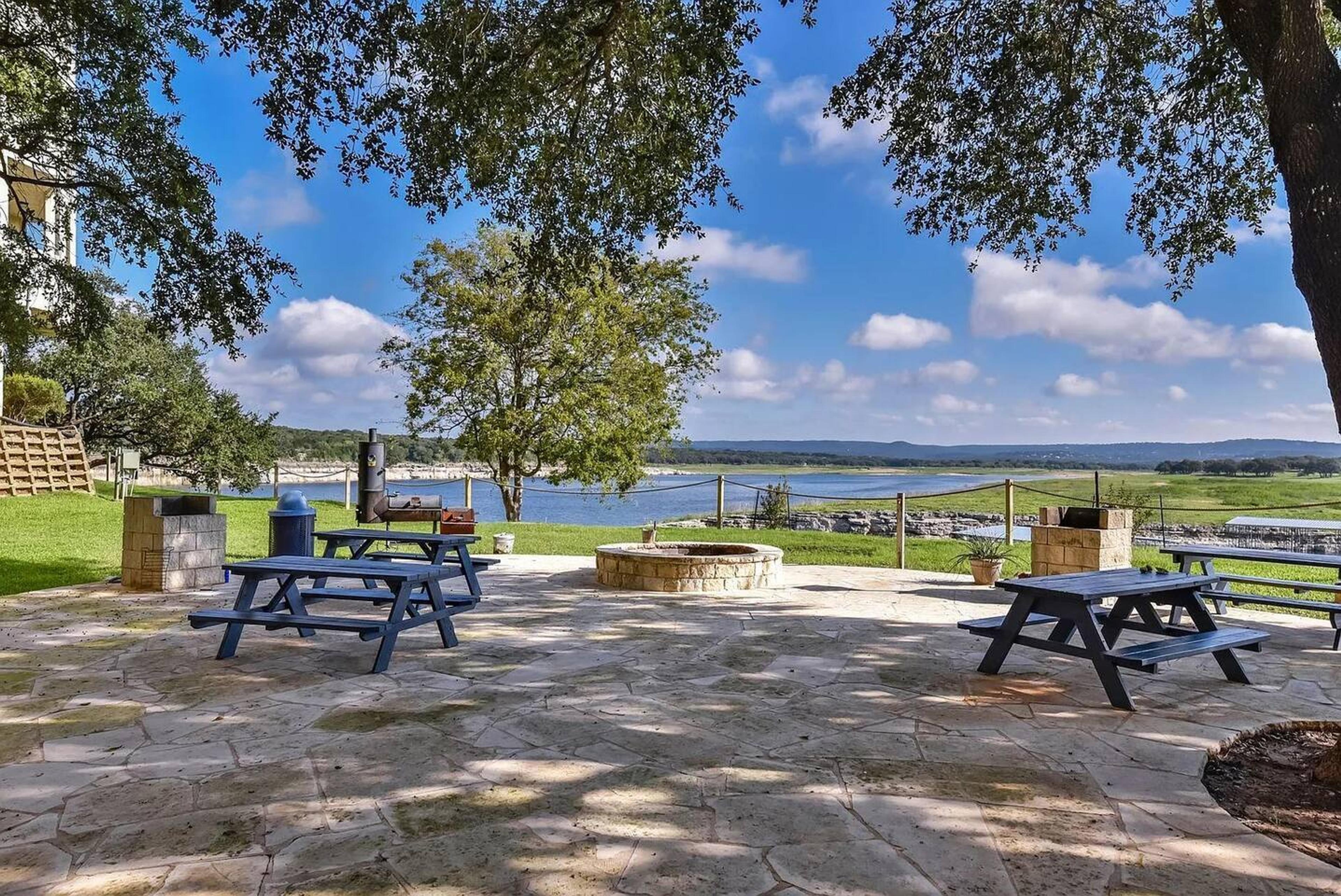 Picnic Area #1, under the shade trees and behind the North parking lot, has a firepit for making smores, charcoal grills, and a BBQ meat smoker