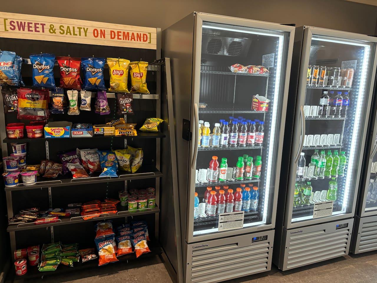 Beverages, and snacks available in the lobby