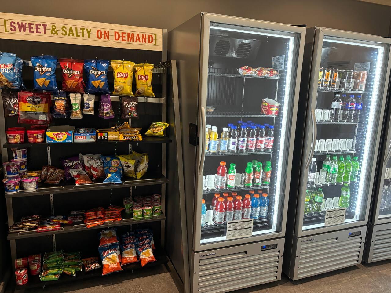 Beverages, and snacks available in the lobby