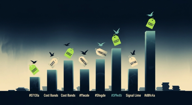 Flutter developer cost bands by region and engagement model, editorial illustration