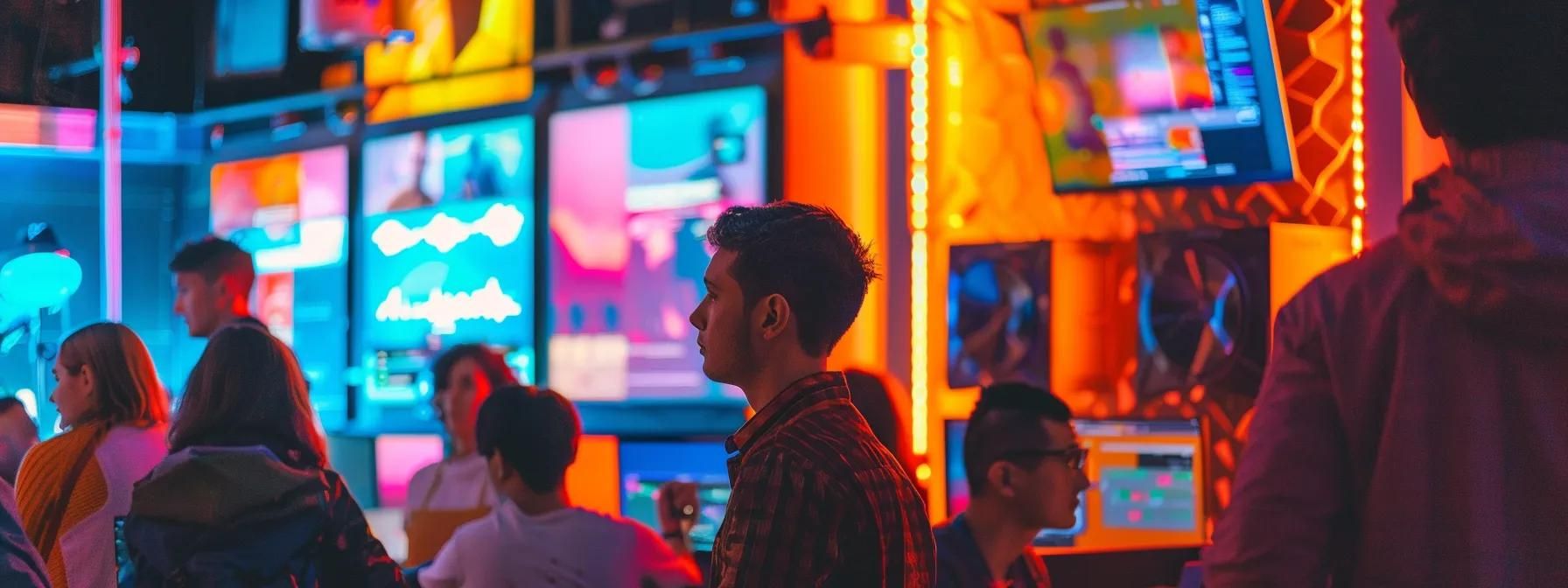 a diverse group of developers engaged in a lively discussion, reflecting shared values and enthusiasm for the project, in a colorful and vibrant workspace.