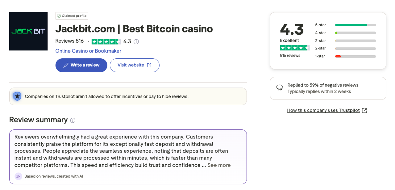 Jackbit crypto casino review trustpilot