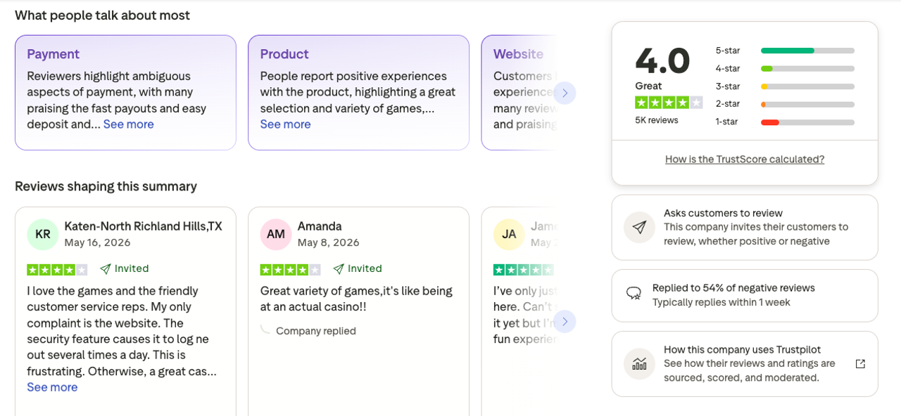 wild casino reviews on trustpilot