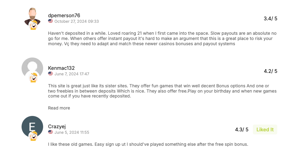 roaring 21 casino reviews