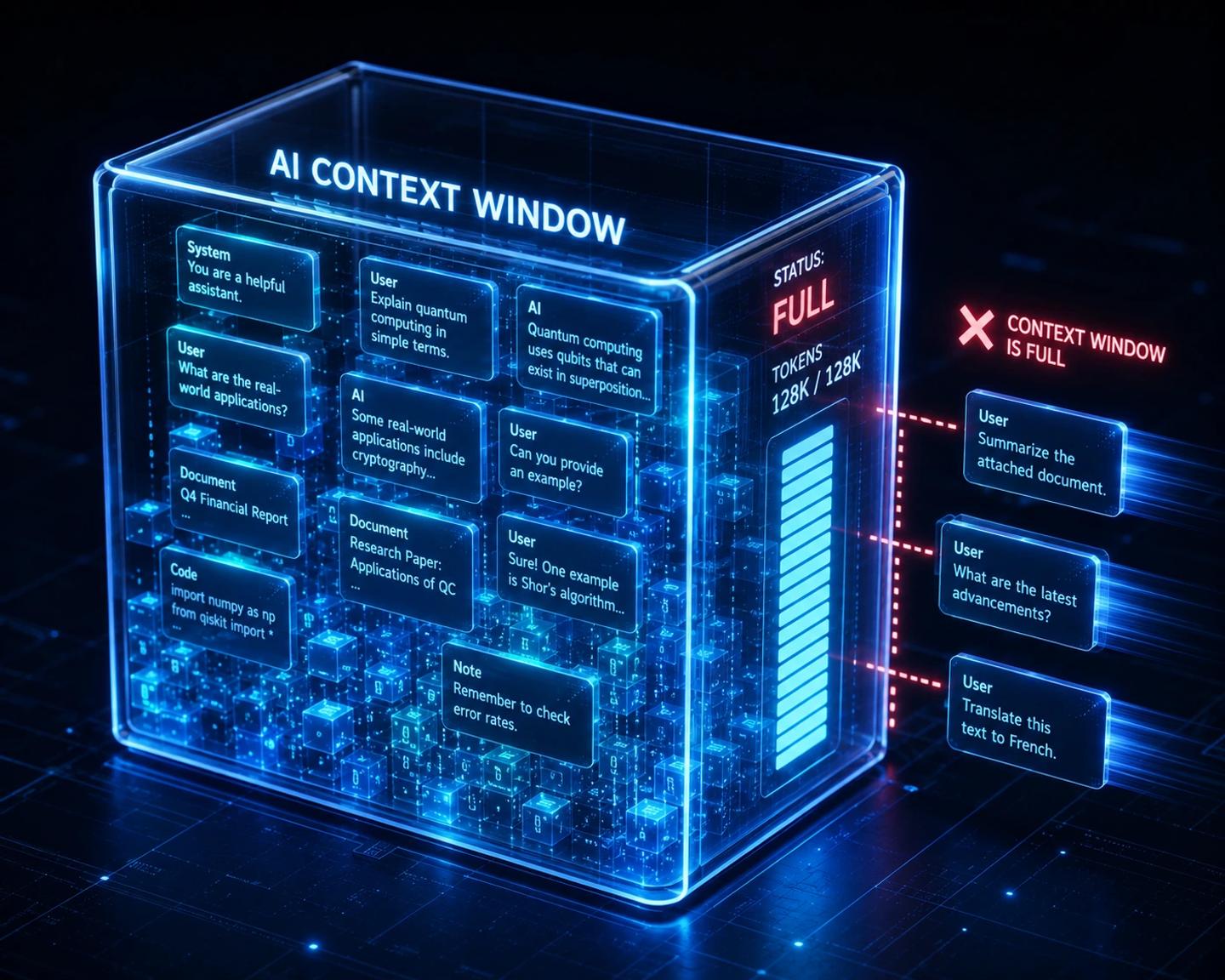 Understanding context windows and memory limits - artificial intelligence terms explained.