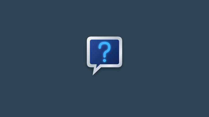 A speech bubble with a glowing question mark.