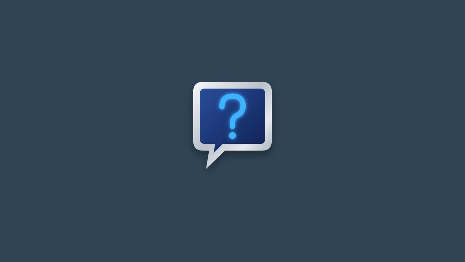 A speech bubble with a glowing question mark.
