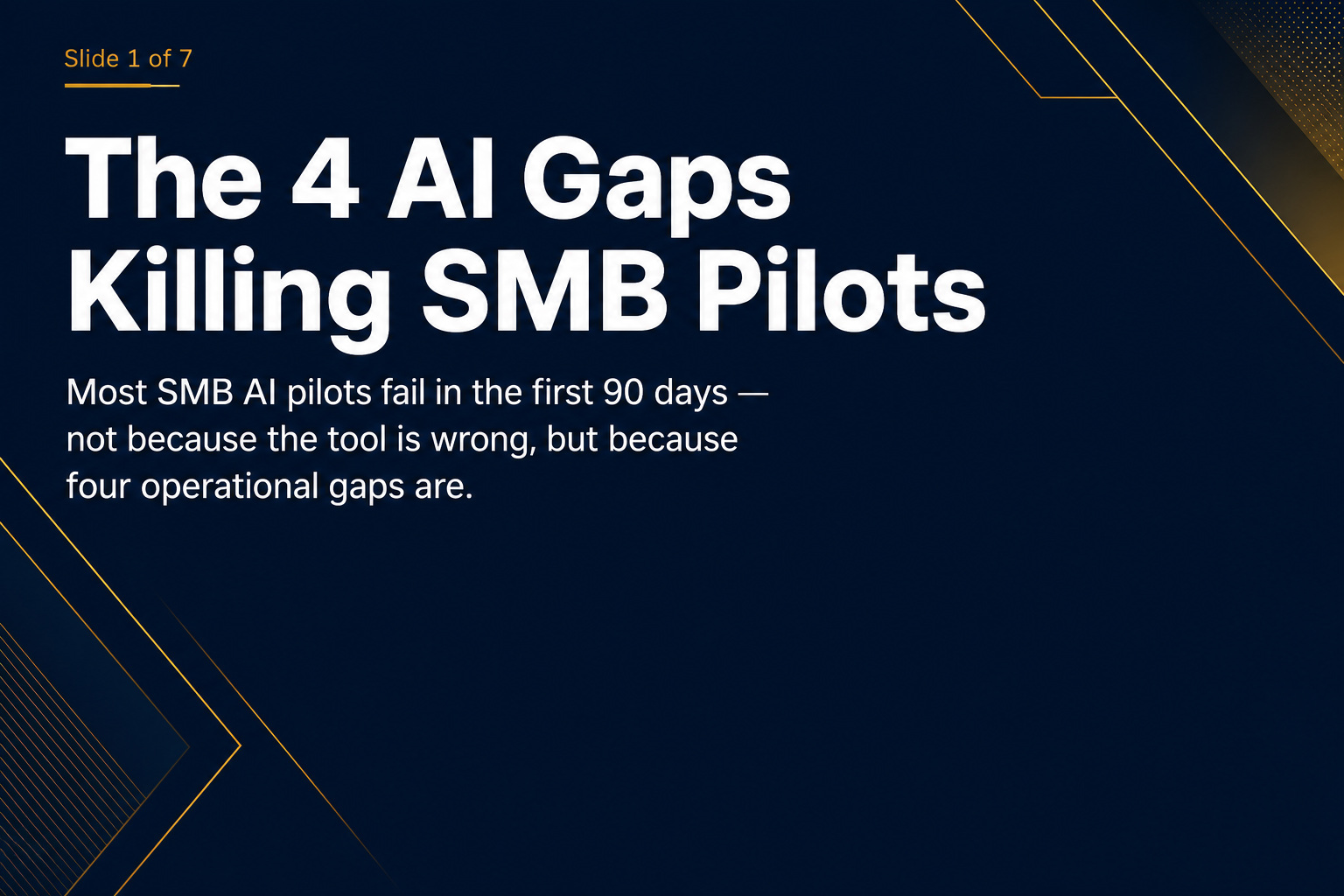 The 4 AI Gaps Killing SMB Pilots in 2026 (and the 30-Day Fix for Each)
