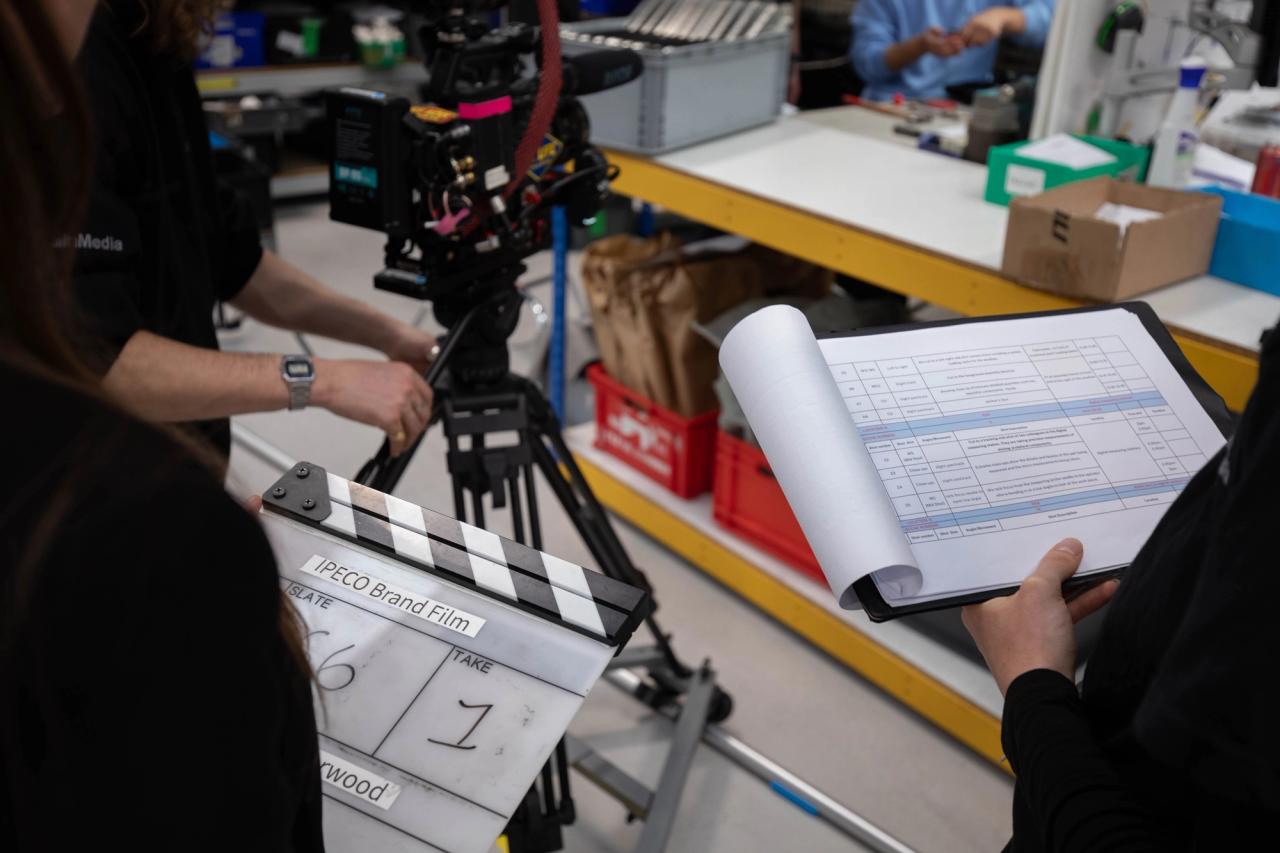a shot of a camera, clapperboard and shot list