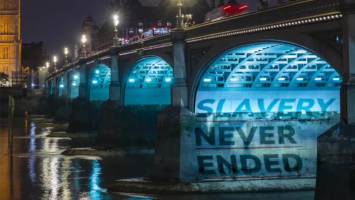 projection at Westminster of 'slavery never ended'