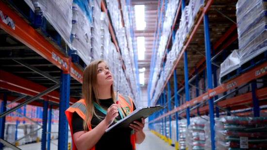 warehouse manager taking stock