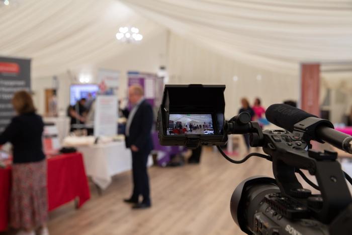 camera showing the festival of business in action