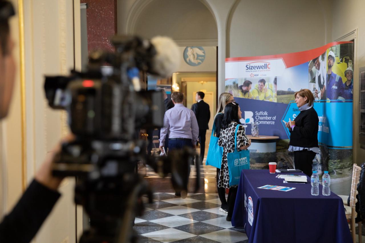 camera filming stalls at the festival of business