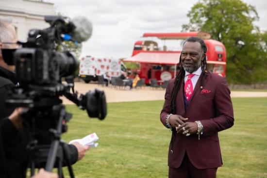 director and camera interview with Levi Roots at the Essex Chambers of Commerce Festival of Business