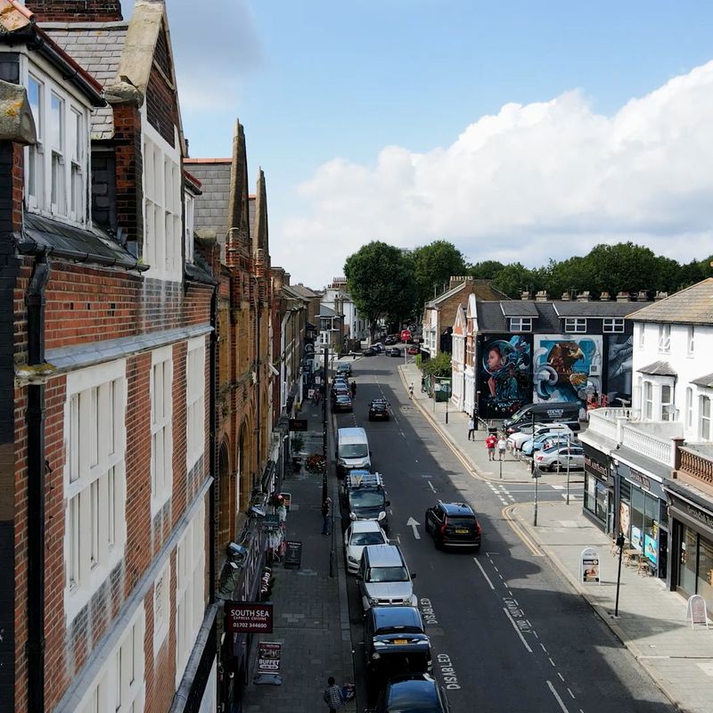 Drone shot of a street in Southend Drone shot of a street in Southend