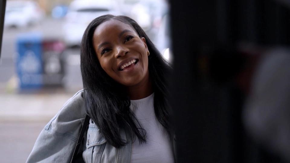 Smiling social worker visiting