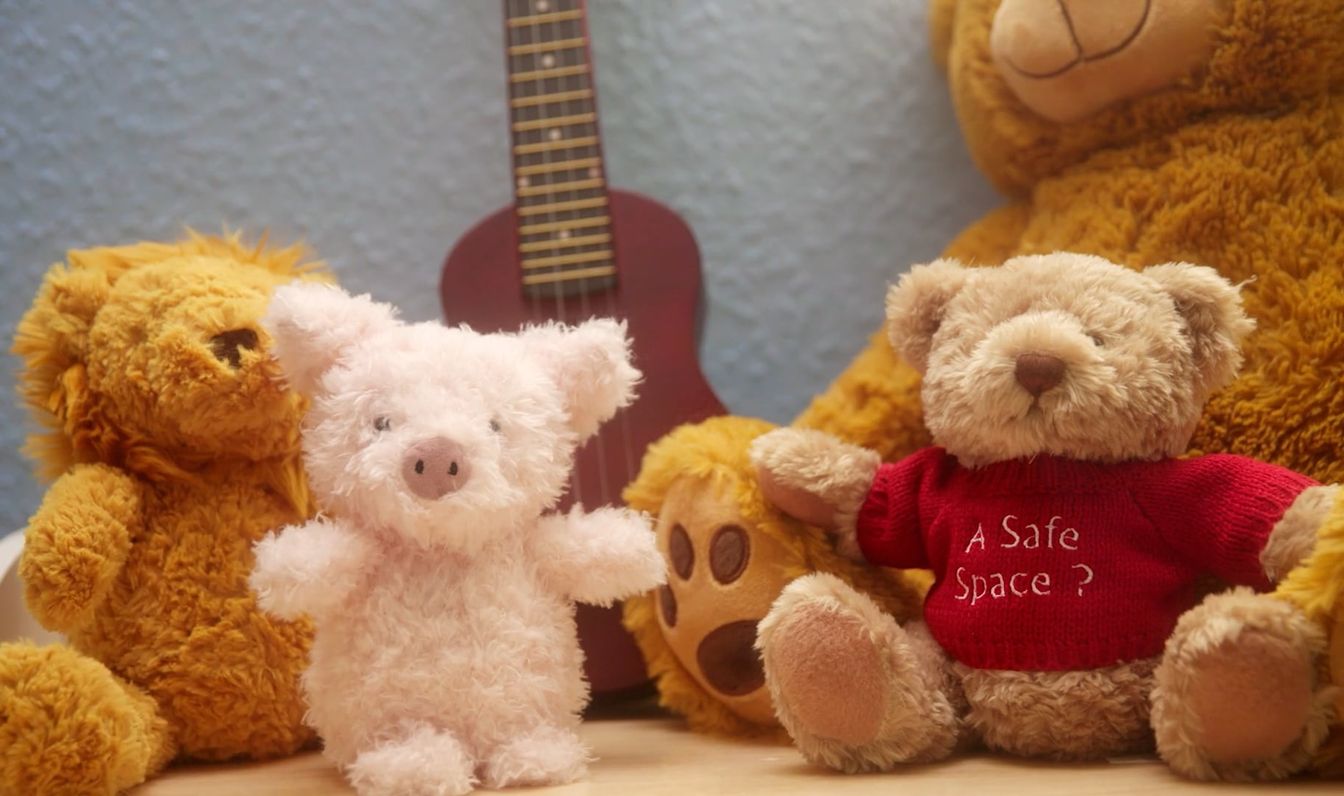 Cuddly toys in child's bedroom Cuddly toys in child's bedroom