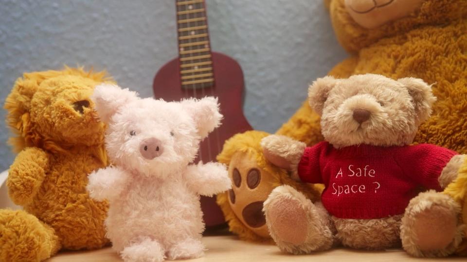 Cuddly toys in child's bedroom