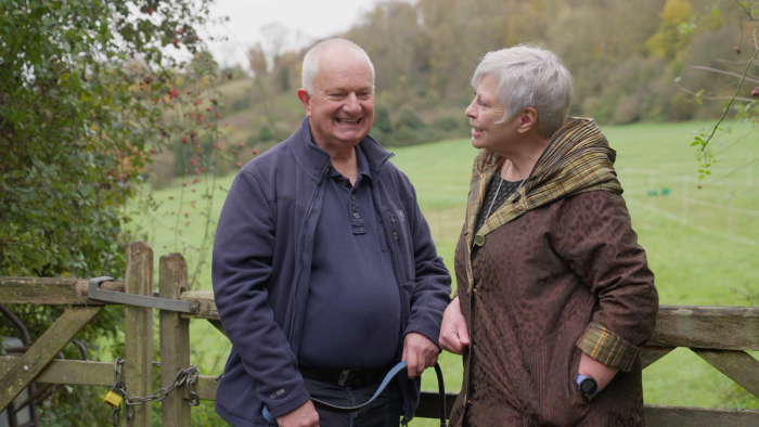 Chris and Lynne, foster carers, on a dog walk