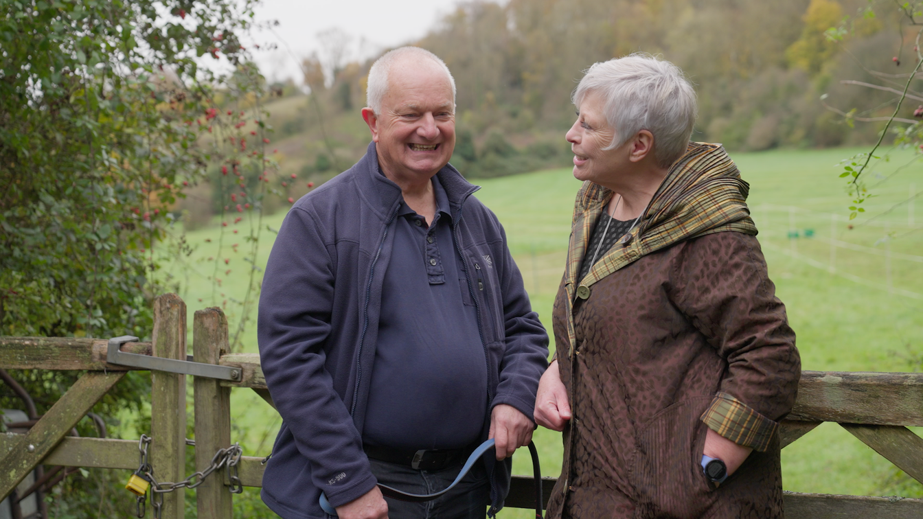Chris and Lynne chatting about their fostering journey on a walk in the country Chris and Lynne chatting about their fostering journey on a walk in the country